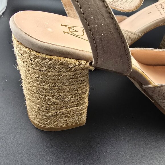 Marroqui Sanchez Beige Woven Open-Toe Heel Sandals Ankle Strap Made in Spain - Picture 4 of 11